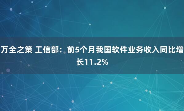 万全之策 工信部：前5个月我国软件业务收入同比增长11.2%