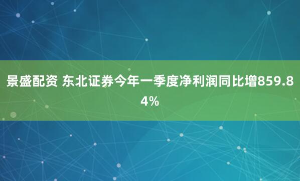 景盛配资 东北证券今年一季度净利润同比增859.84%
